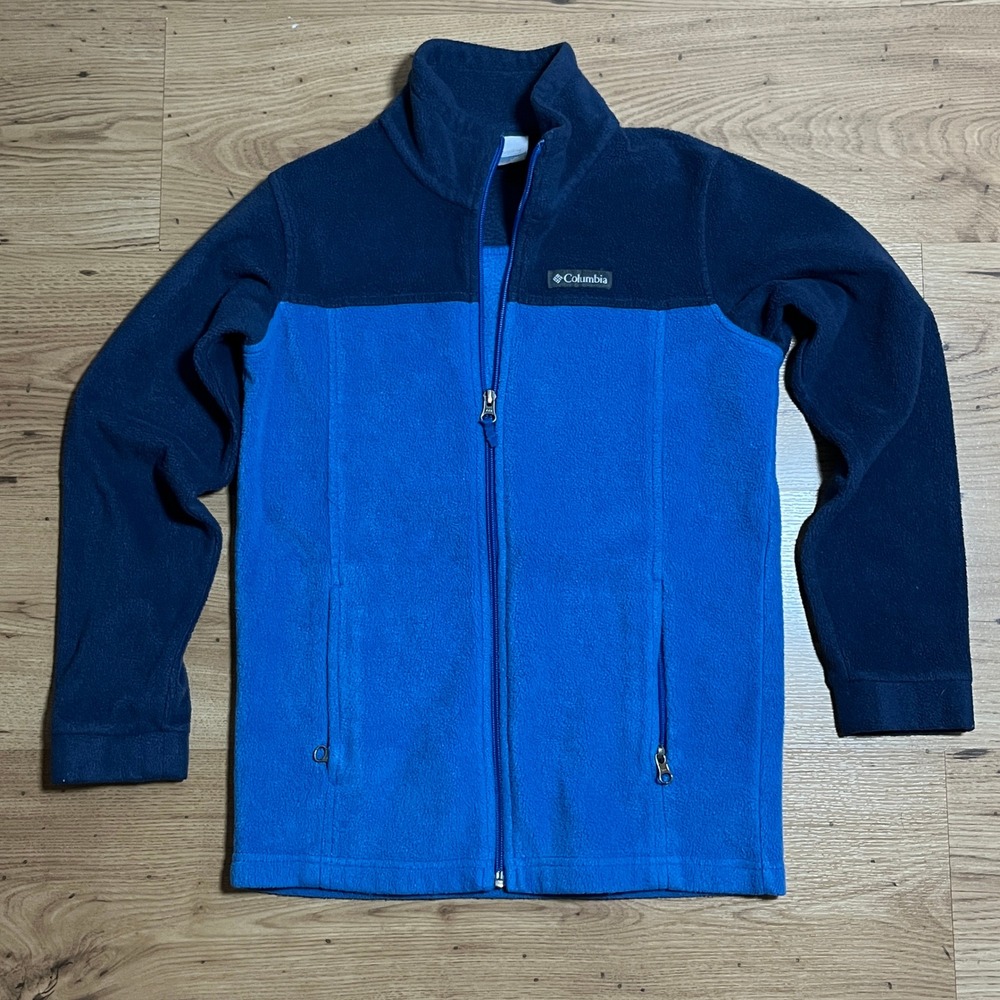 Columbia Steens Mountain II Fleece Jacket Boys Size M Blue Navy Full Zip Coat